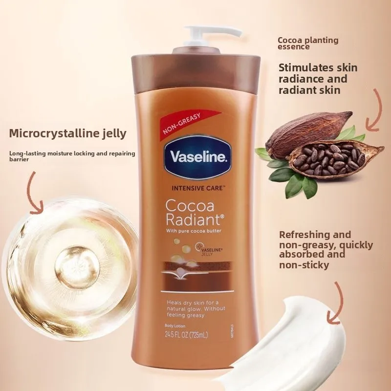 725ML Deeply Moisturizing Body Cream with Calming Illumination and Skin Soothing Cocoa Hydration - Vaseline Enriched
