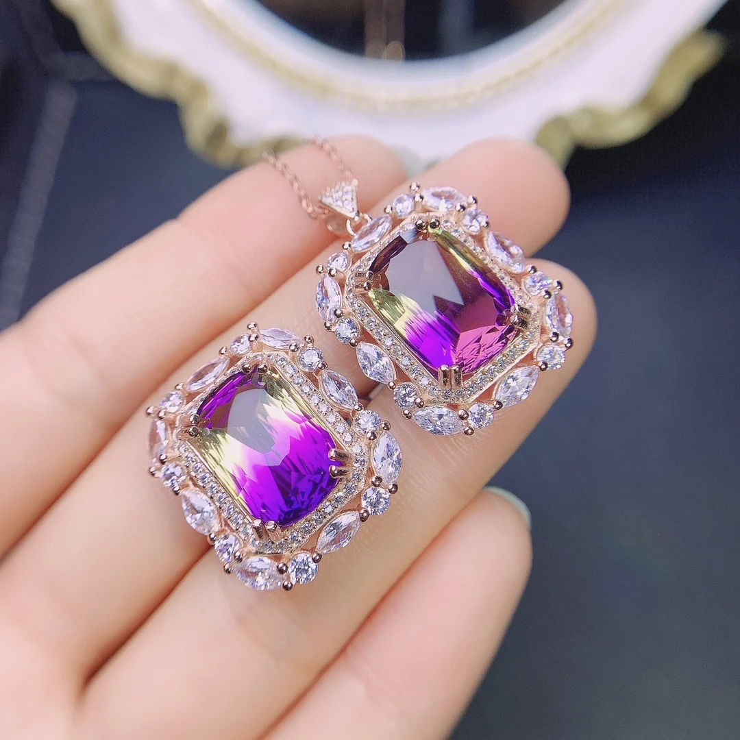 Sterling Silver 925 Natural Amethyst Collectible Color Super Glitter Free Shipping Ladies Jewelry Wholesale elegant gift