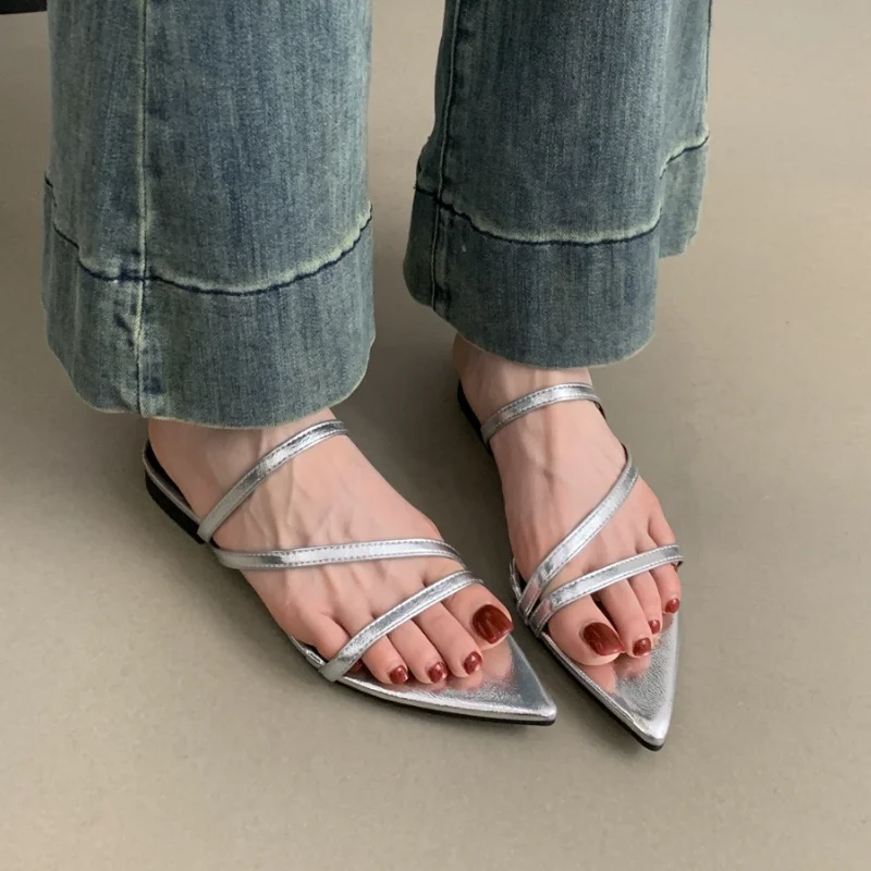 

New Style Summer Women Concise Thick Heel Slippers Outdoor Narrow Band Open Toe Slide Ladies Casual Dress Gladiator Sandals