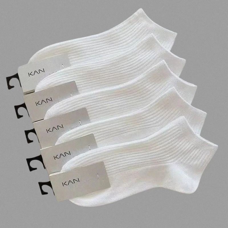 5 Pairs 2024 New Cotton Socks Ankle Socks Women 100% Cotton Invisible Sweat-absorbing Girls Low Tube Boat Socks 36-42