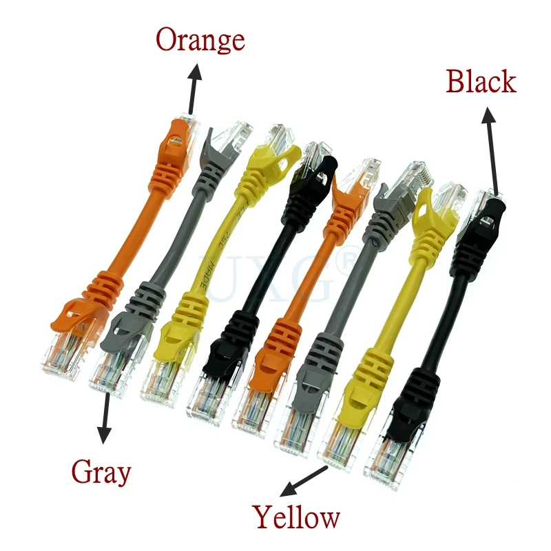 CAT 5 CAT 6 CAT5e CAT6e UTP Cable de red Ethernet macho a macho RJ45 parche LAN corto negro gris naranja amarillo Cable 0,1 M 0,3 M 1 M