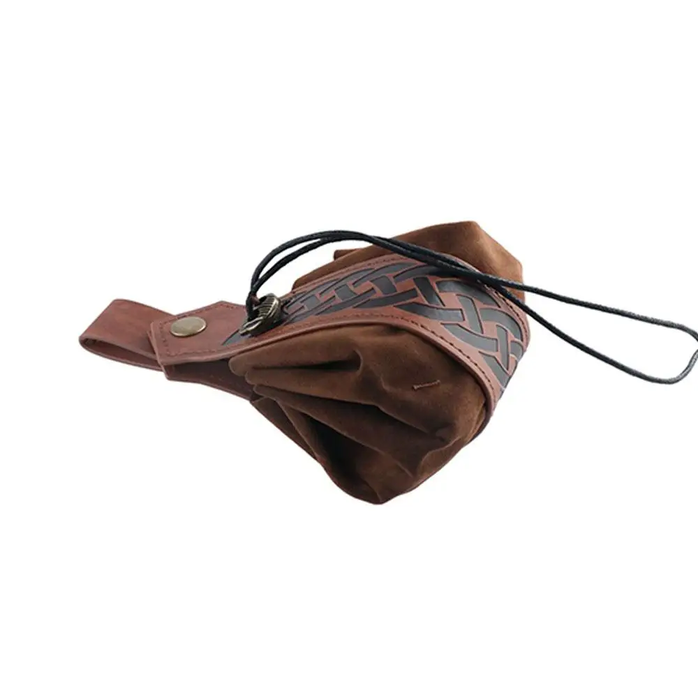 

Faux Leather Medieval Belt Bag Vintage Drawstring Nordic Portable Coin Purse Adjustable Viking Style Drawstring Pouch Cosplay