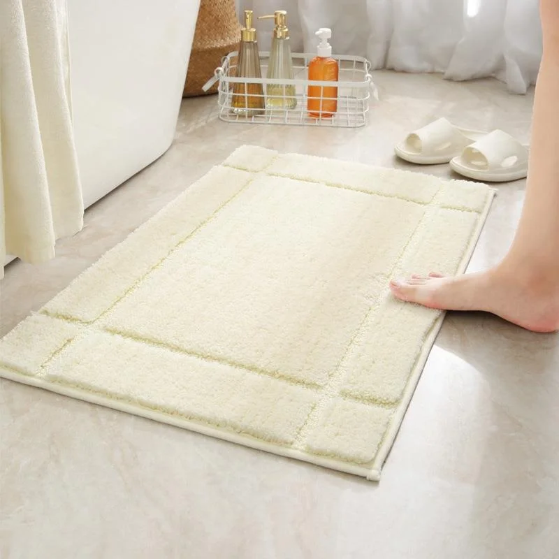 

Thickened Anti-Slip Water Absorbent Bathroom Mat Quick Dry Toilet Carpet Modern Style Home Foot Pad Square Polyester Pure Color