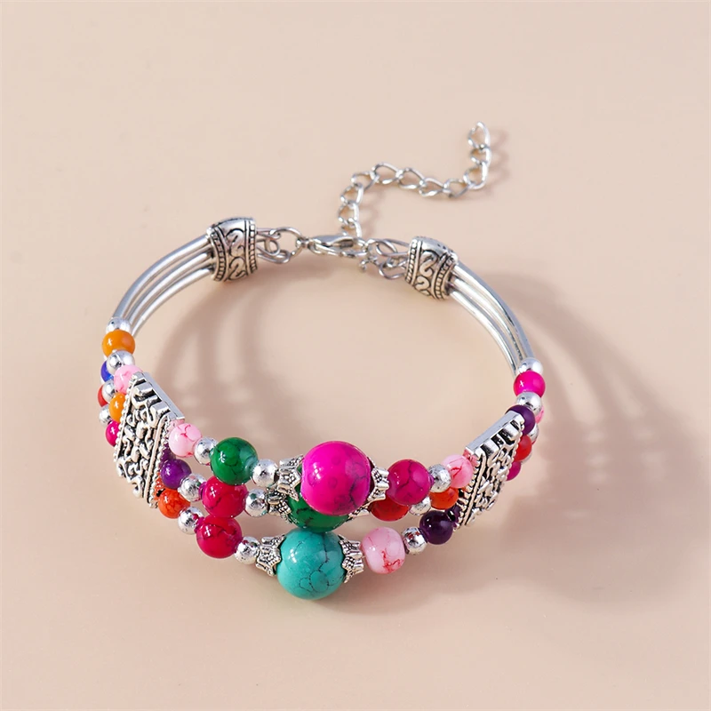 Böhmische Türkis-Perlenarmbänder für Damen, handgefertigte Armbänder und Armreifen mit Steinperlen, Mädchen-Party- und Feiertags-Schmuck, Geschenke – Detail 7