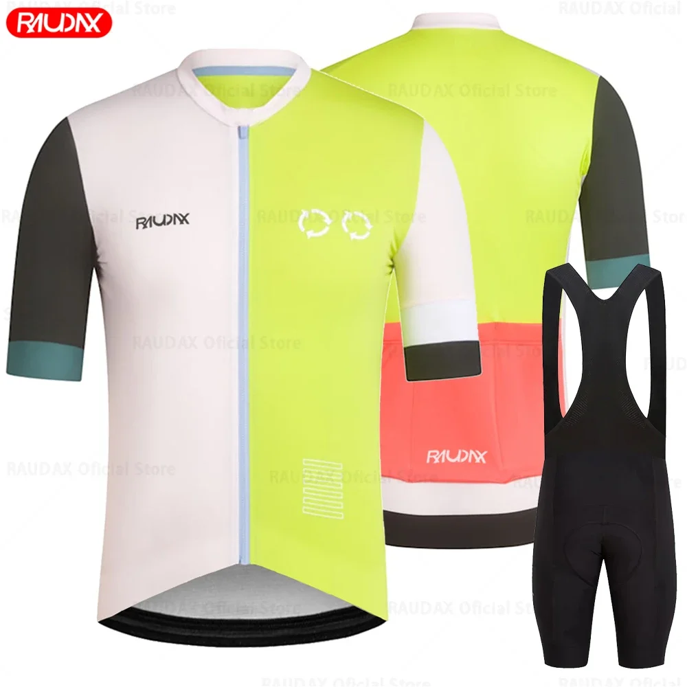 2023 RAUDAX Cycling Clothing Men Cycling Jersey Set Race Road Bike Shirts Suit MTB Bicycle Bib Shorts MTB Ropa Ciclismo Maillot