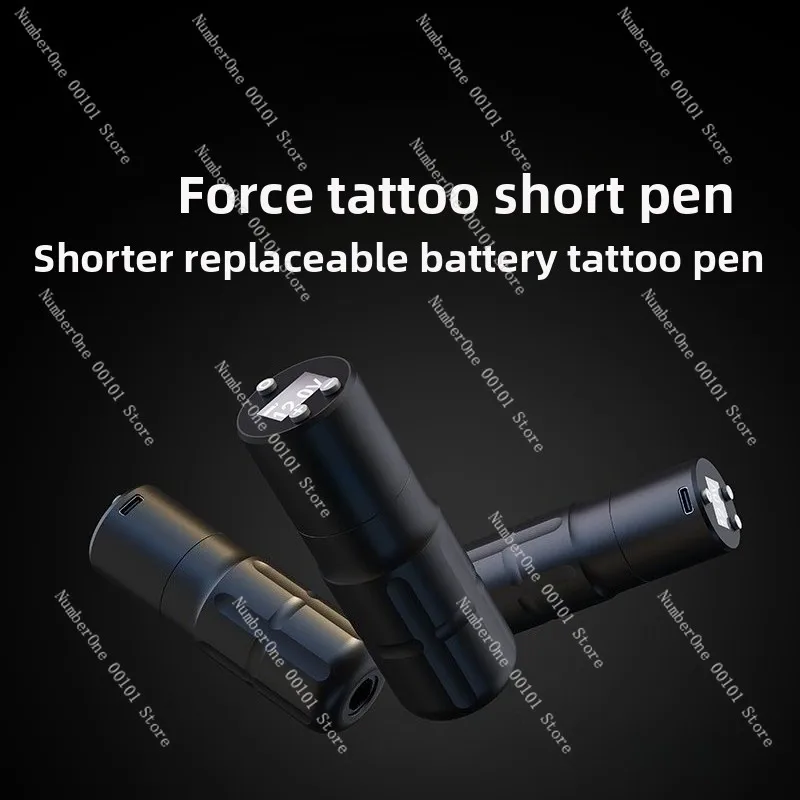 Brushless Short Tattoo Pen Replaceable Battery, Cordless Rotary Machine for Lining Shading Handmade Tattoo Art