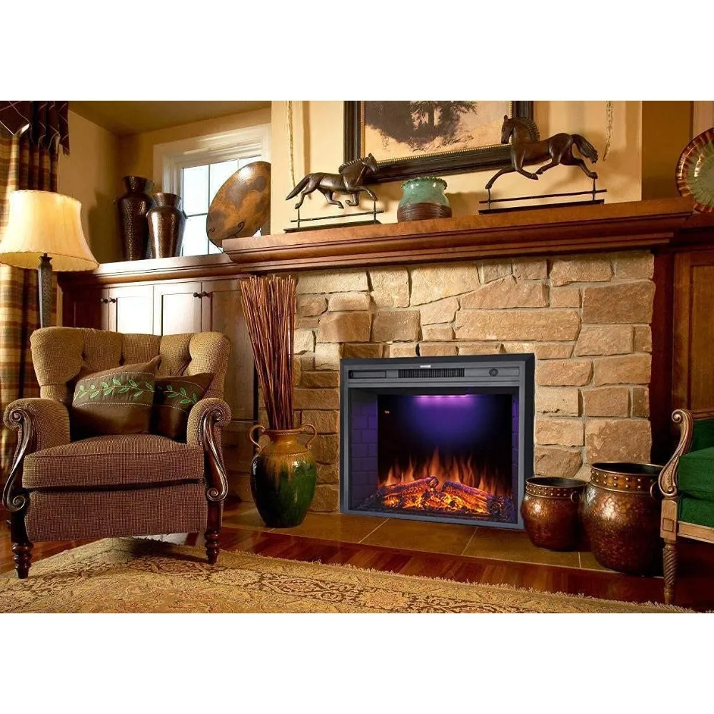 

40'' Electric Fireplace Insert, Retro Recessed Fireplace Heater with Fire Cracking Sound, Remote Control & Timer