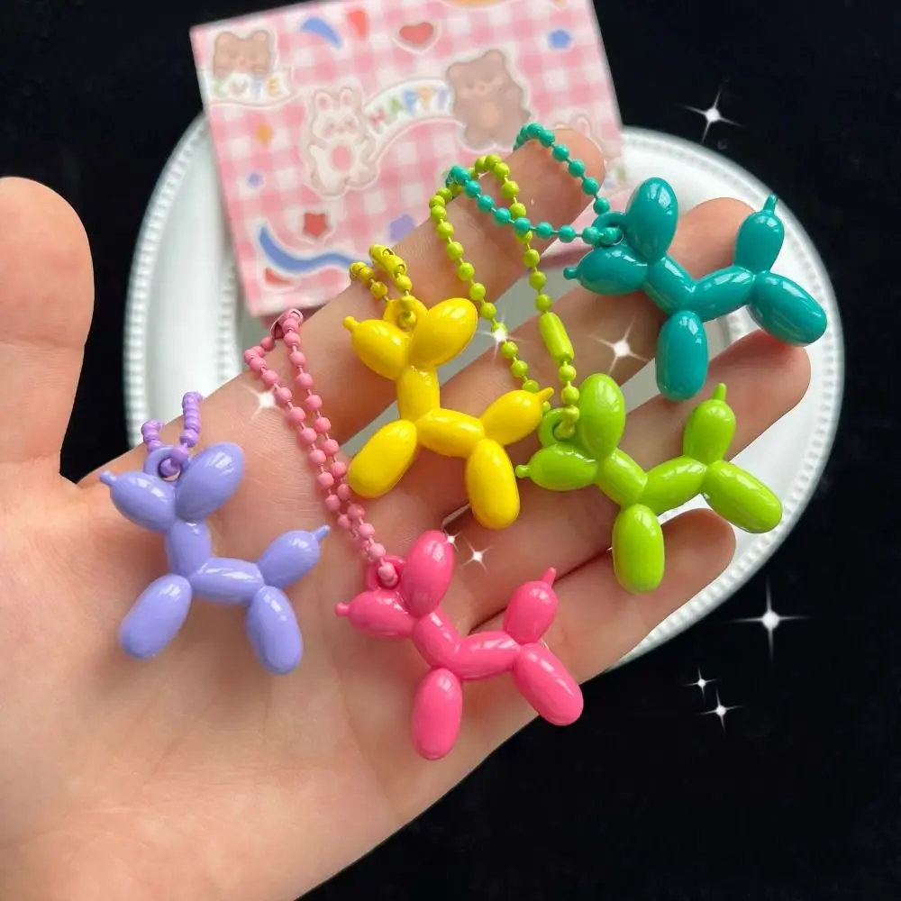 Unique Cream Colors Balloon Puppy Keychain Ball Chain Acrylic Cartoon Puppy Pendant Key Ring Korean Style Women