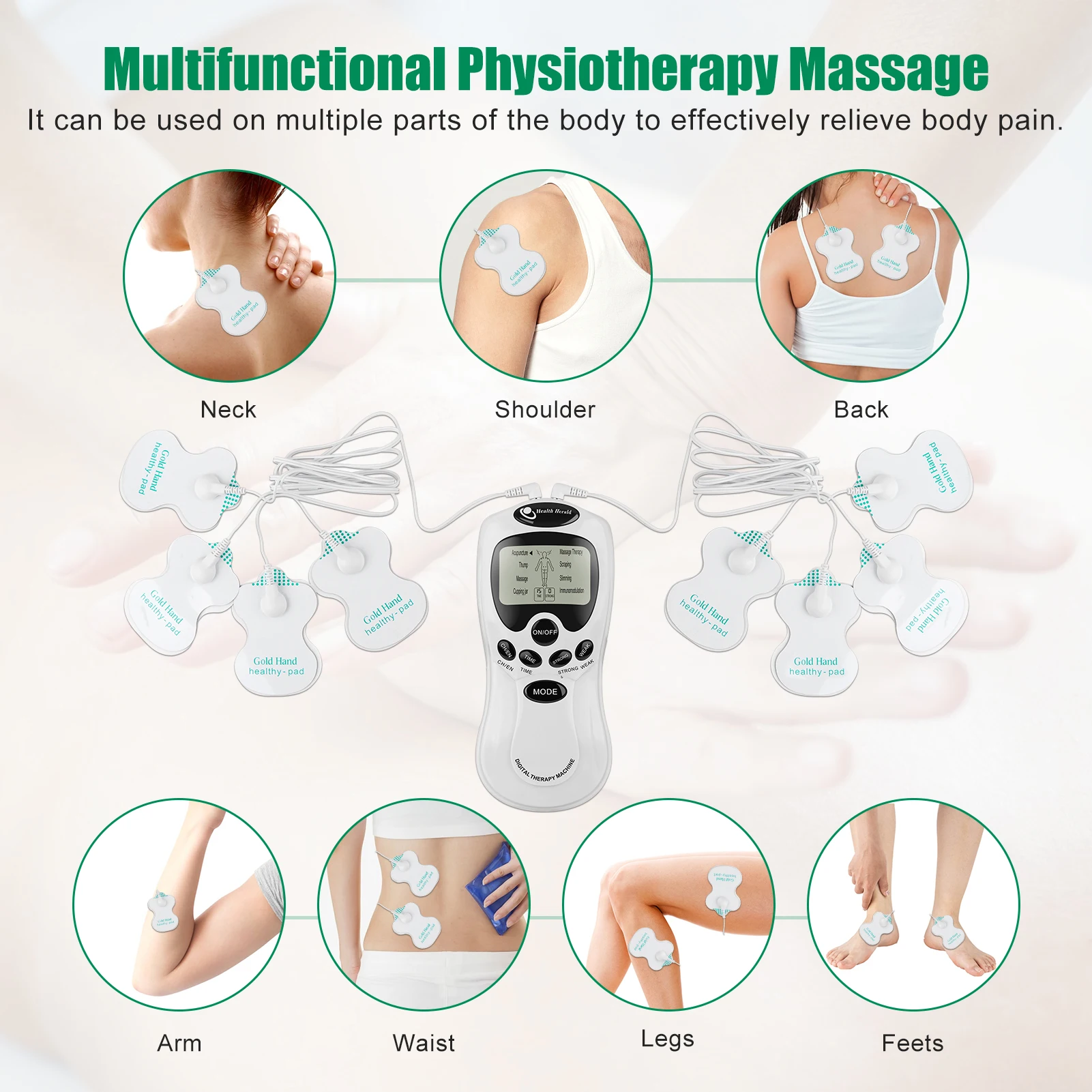 8 Electrode Health Care Tens Acupuncture Electric Therapy Massageador Machine Pulse Body Slimming Sculptor Massager Apparatus