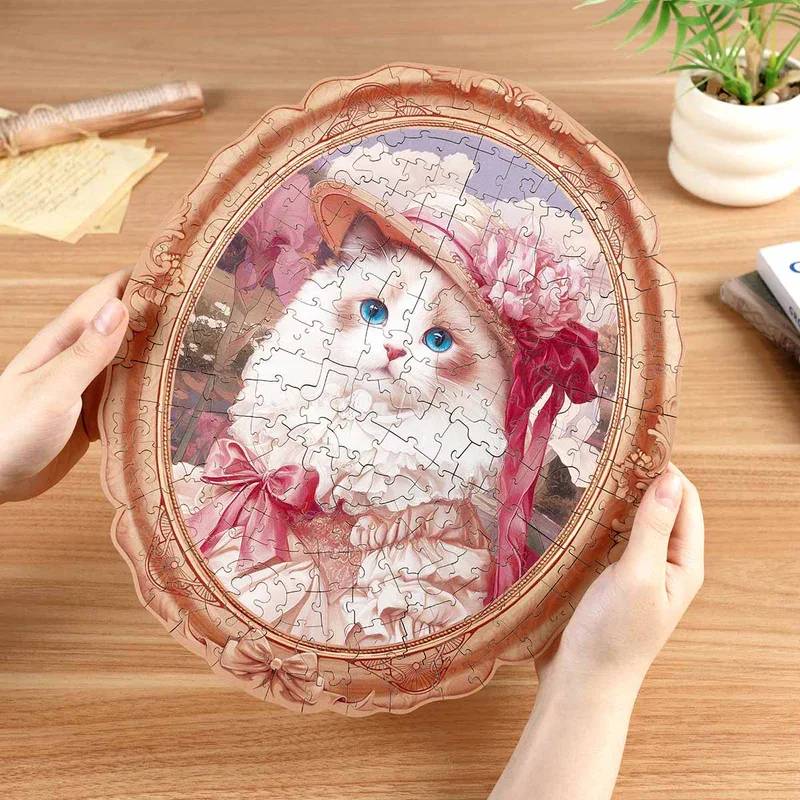 

Rolife Springtime Kitty Portrait Wooden Jigsaw Puzzle Cat King Puzzle Home Decor Adults Puzzle Games Family for Kids