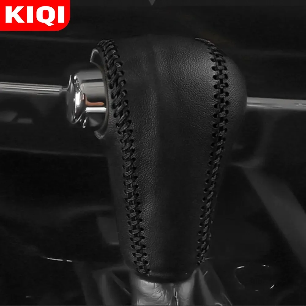 KIQI AT Car Gear Head Shift Collars for Honda Vezel HRV HR-V 2014 - 2020 Leather Shift Knob Protection Cover Accessories