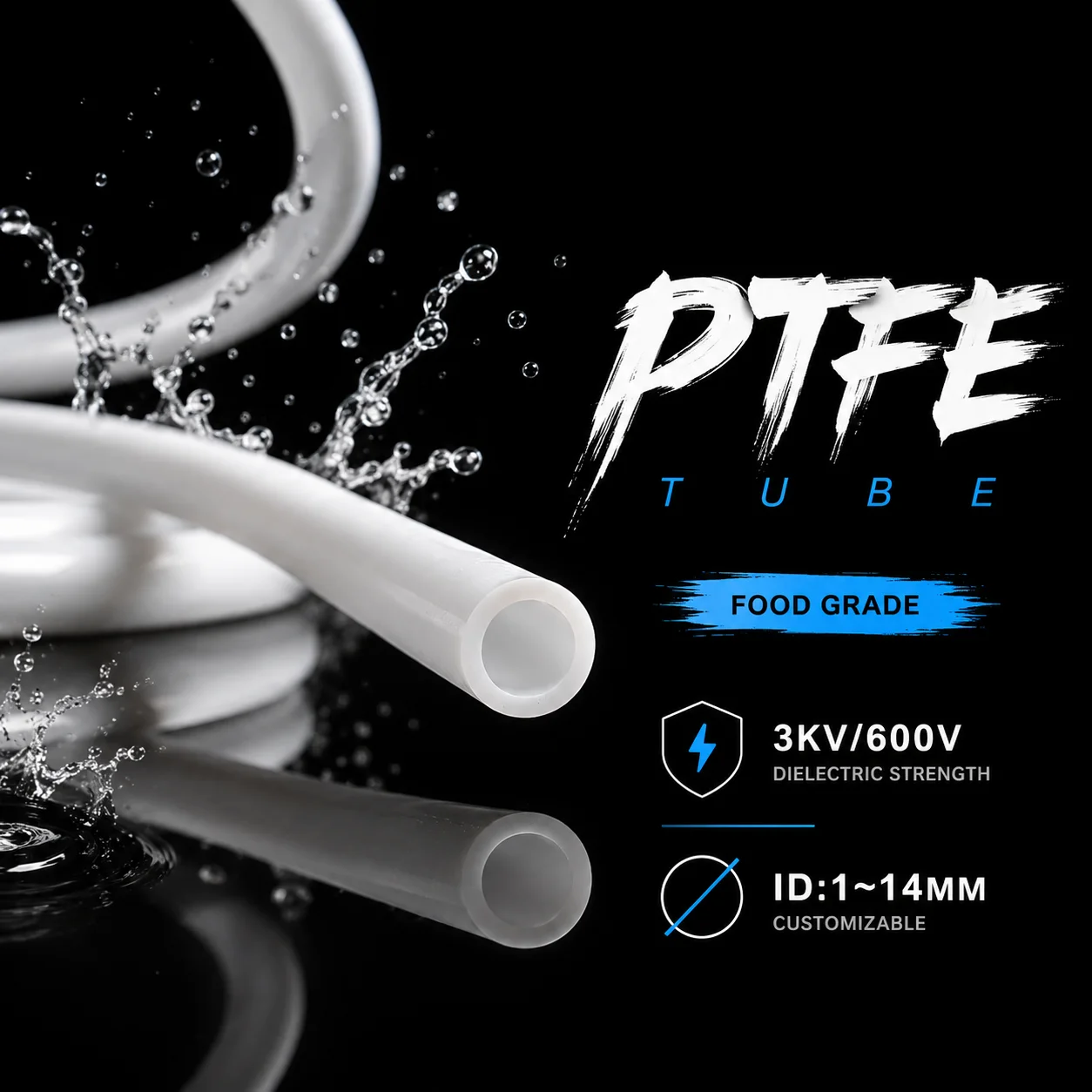 10/5/3/2/1Meter ID 1mm~14mm food grade PTFE tube 260 degree high temperature and aging resistant white insulation tube