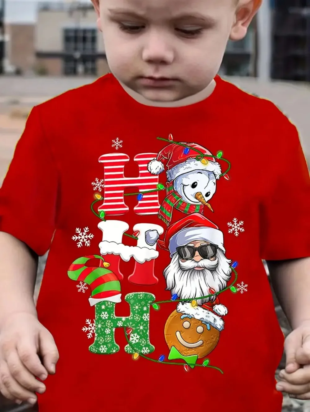 Christmas Children's T-Shirt Santa Claus Print Girl Clothes Cute Cartoon Pullover Tees Boy Tops Casual Loose Children's Clothing