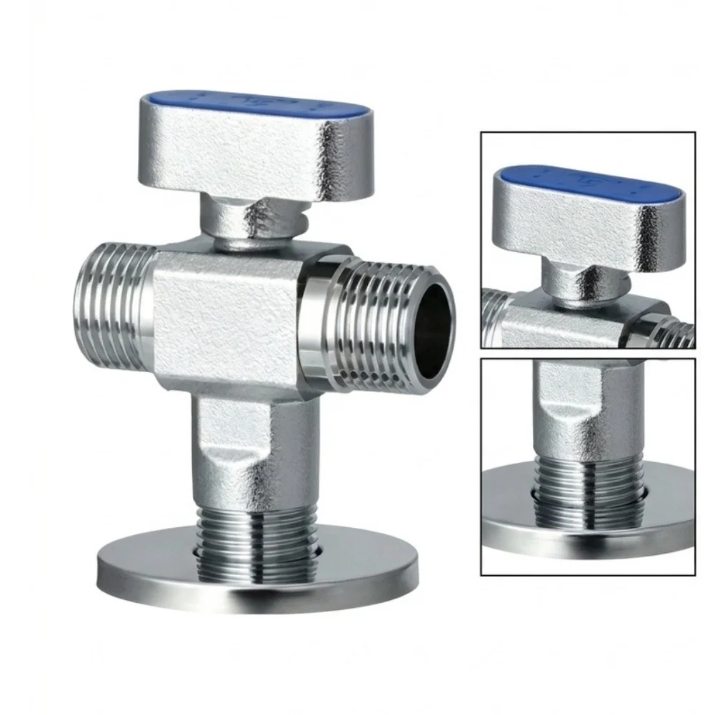 Full Flow Brass 3 Way Angle Stop Valve 1/2 Inch NPT Dual Outlet for High Demand Fixtures and Plumbing Upgrades