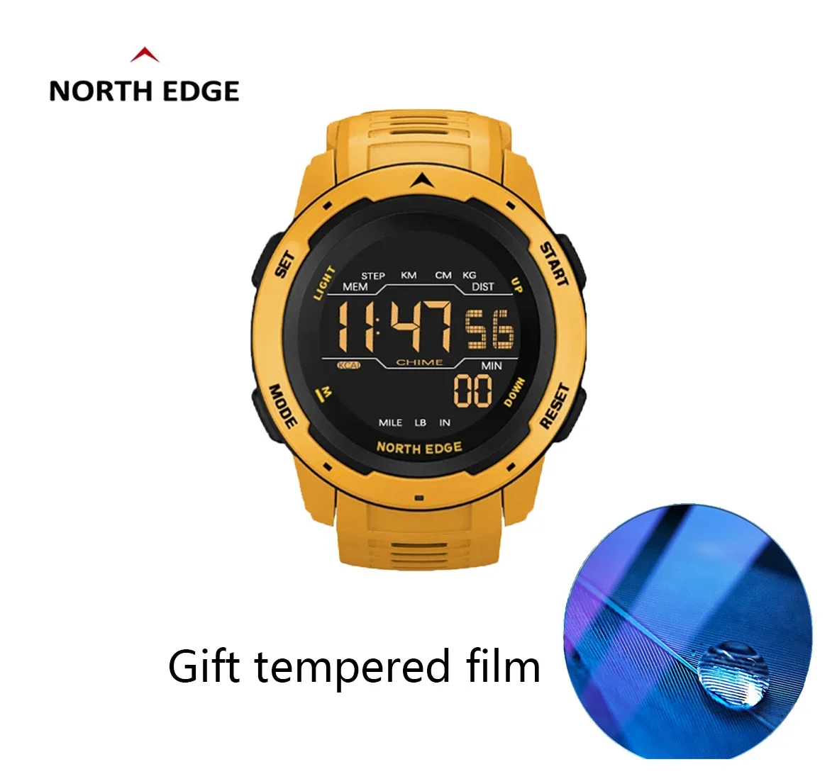 NORTH EDGE Mars reloj Digital para hombre, cronómetro deportivo militar, resistente al agua hasta 50M, podómetro, calorías, alarma por hora