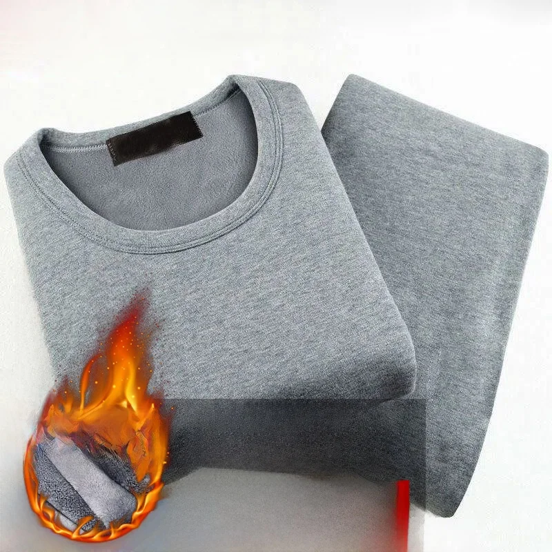 

Thickened Fleece Warm Underwear Set Low Neck Long Sleeve Men's Thermal Clothing Base Layer Shirt Comfortable Home Clothes