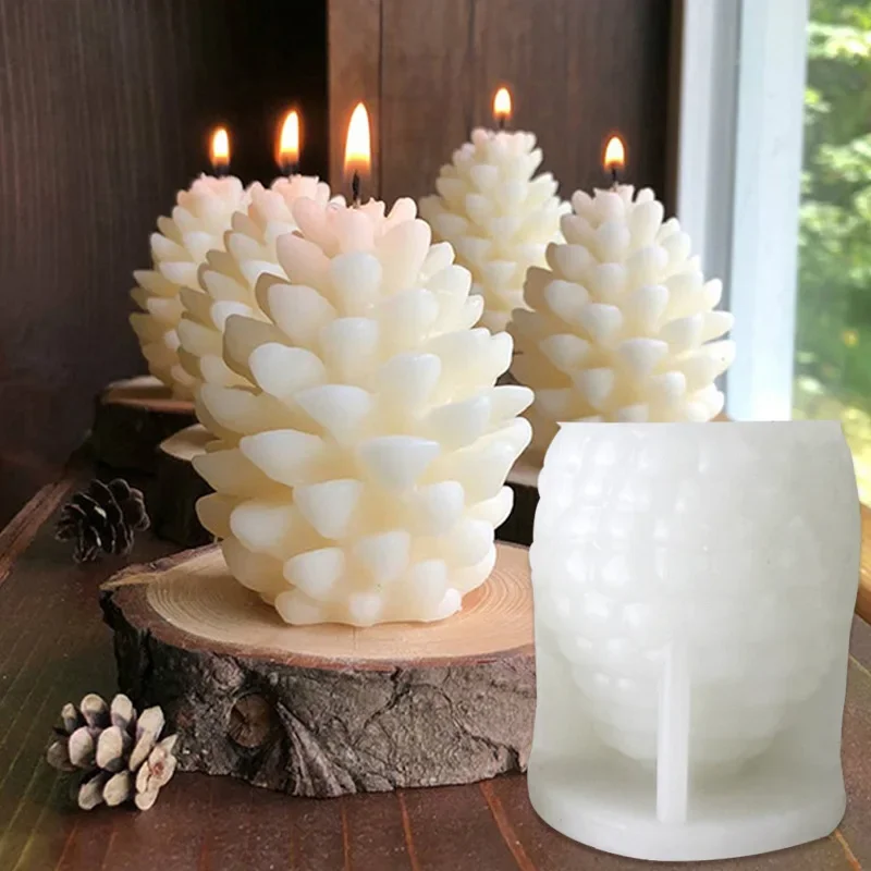 3D Christmas Pine Cone Silicone Candle Mold, DIY Handmade Aromatherapy, Gypsum Resin Pinecone Crafts Making, Home Decoration