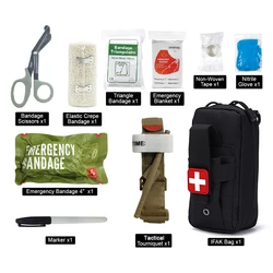 IFAK-Tactical Survival First Aid Kit, Molle Bolsa, portátil, emergência, resgate, ao ar livre, camping, caminhadas, esportes, 10pcs