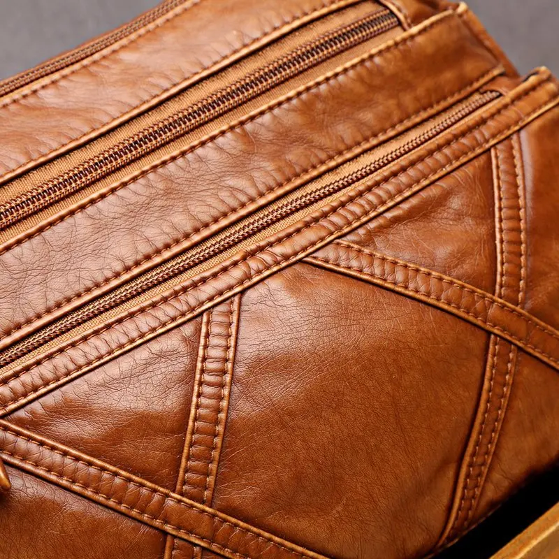 Women Vintage Shoulder Bags Female PU Soft Leather Handbag and Purse Pockets Crossbody Bags