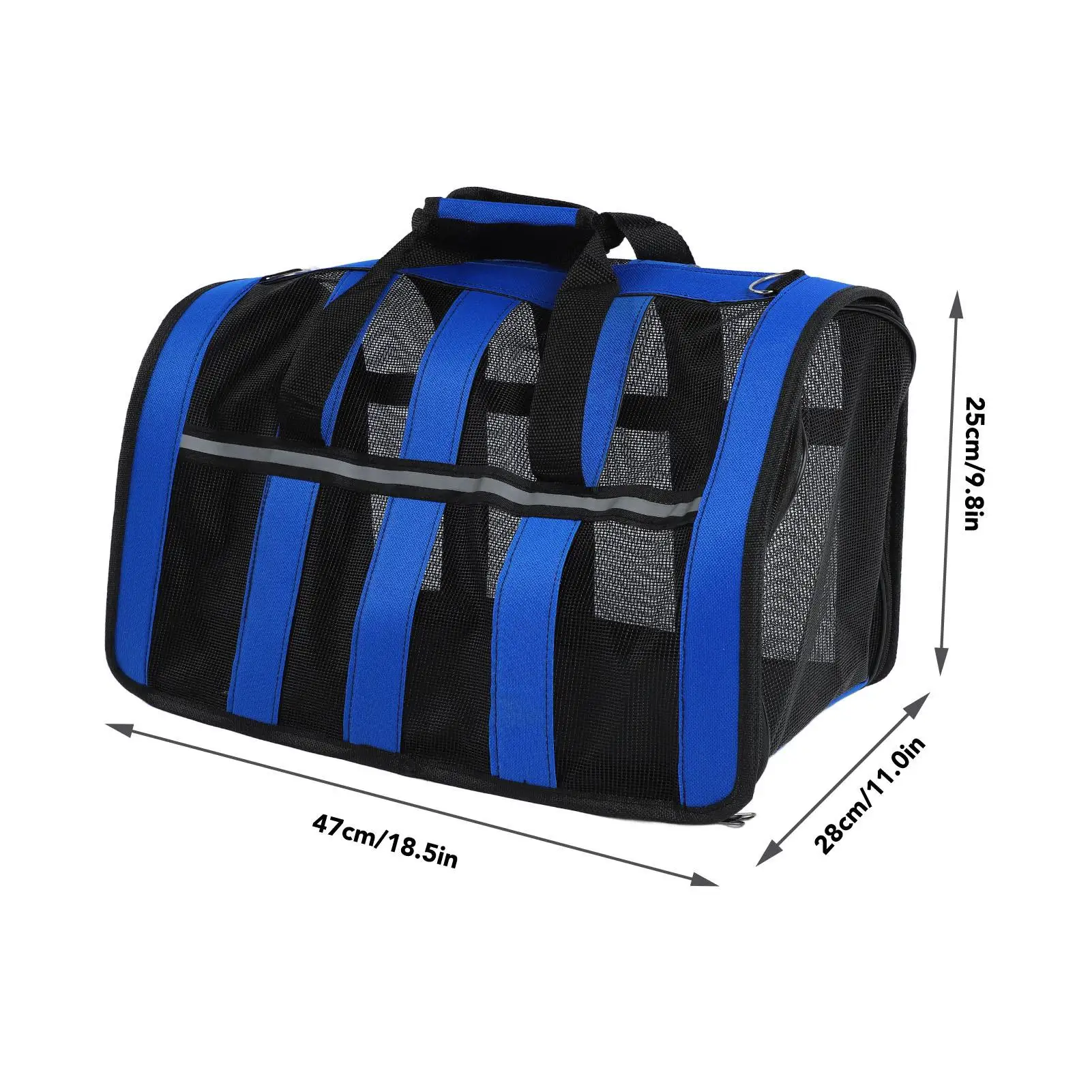 Large Cat Travel Carrier with Full-Zip Design - Breathable Oxford Cloth, Reflective Strip, Perfect for outdoor Use!