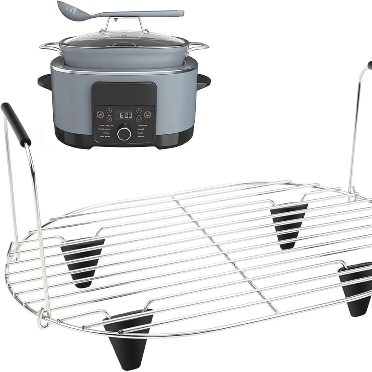 Roast and Steamer Rack for Foodi Possible Cooker Pro 8.5QT MC1000 MC1001 MC1010 Slow Cooker with Silicone