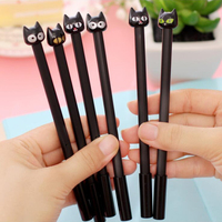 10Pcs/Lot Cute Black Cat Gel Pen 0.5mm Black Ink Kawaii Big Eye Kitten Netural Pens Kids School Stationery Office Supplies