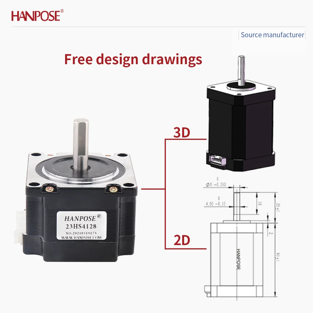 Precision Stepper Motor 0.55N.m 2.8A NEMA23 23HS4128 Robot Joint High-Speed Engine