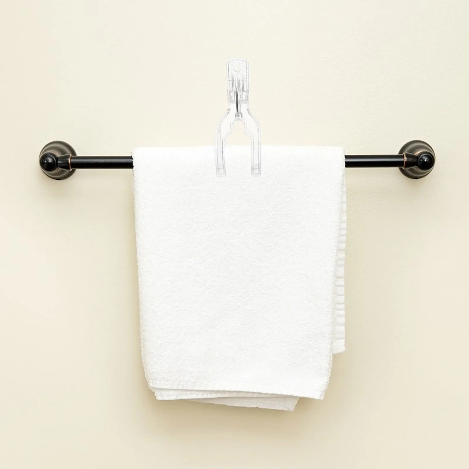 

4Pcs Kitchen Towel Clips Transparent Spring-Loaded Non Slip Secure Hand Towel Holder Bathroom Clips Beach Chair Pool Tarp Clamps