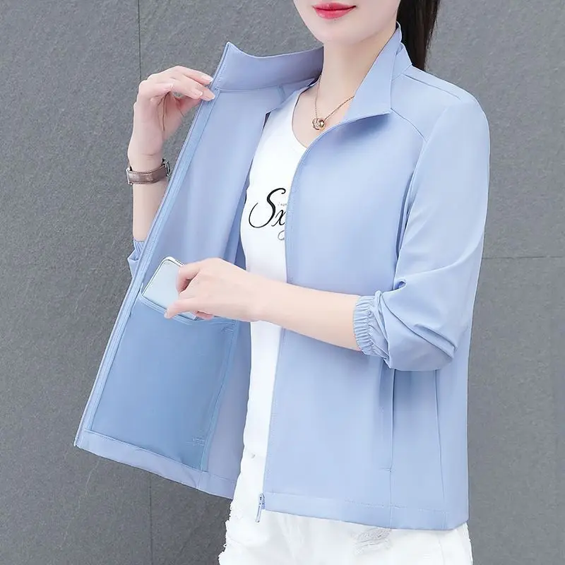 Short screen Coat Women's Summer 2026new Thin Clothing Uv-proof Overwear Femme Stand Collar Outcoat Top
