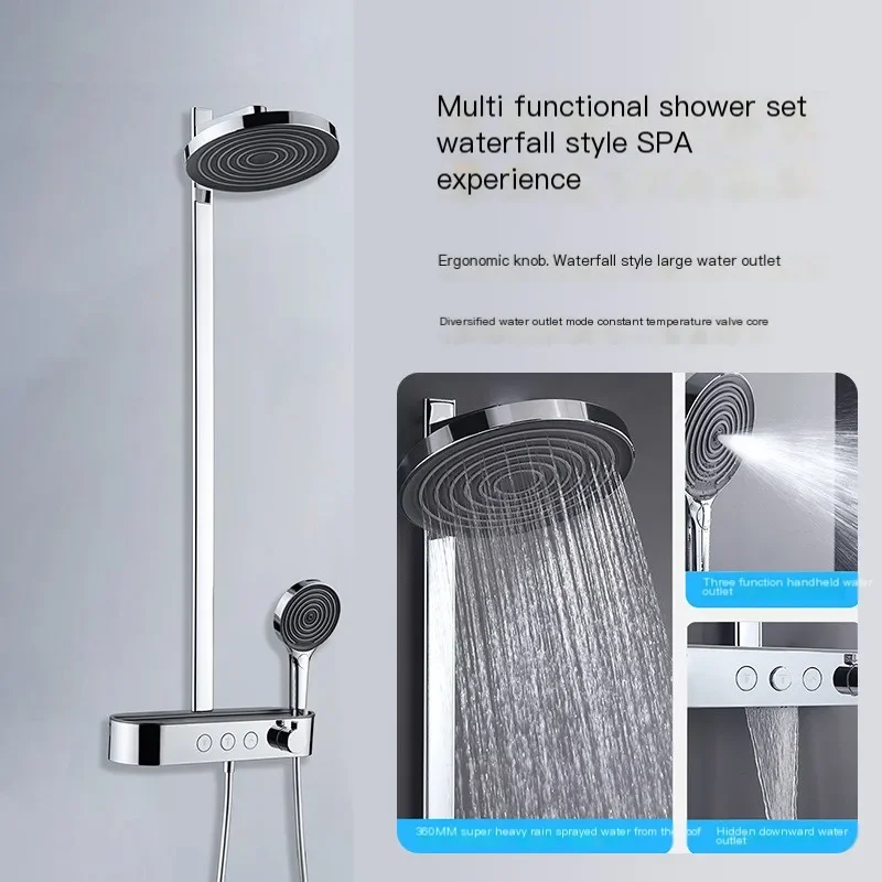 High Quality Brass Rain Shower Set Contemporary Style with Slide Bar & Hot/Cold Faucet Exposed Feature-Bath & Shower Faucets