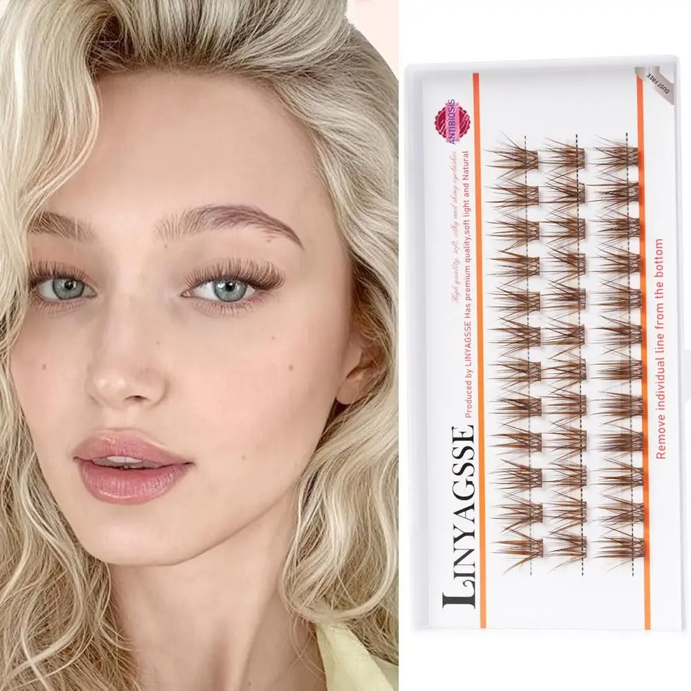 

C/D Curl Individual Eyelashes 11~15mm Length Handmade Brown Anime Cluster Lashes Fairy Wispy Spiky Manga Eyelashes