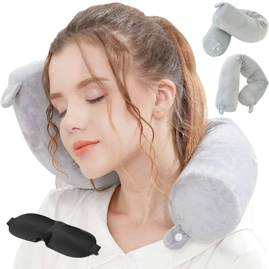 

Grey Soft And Comfortable Travel Pillow For Airplane Trips Travel Pillow Neck Support Lightweight grey