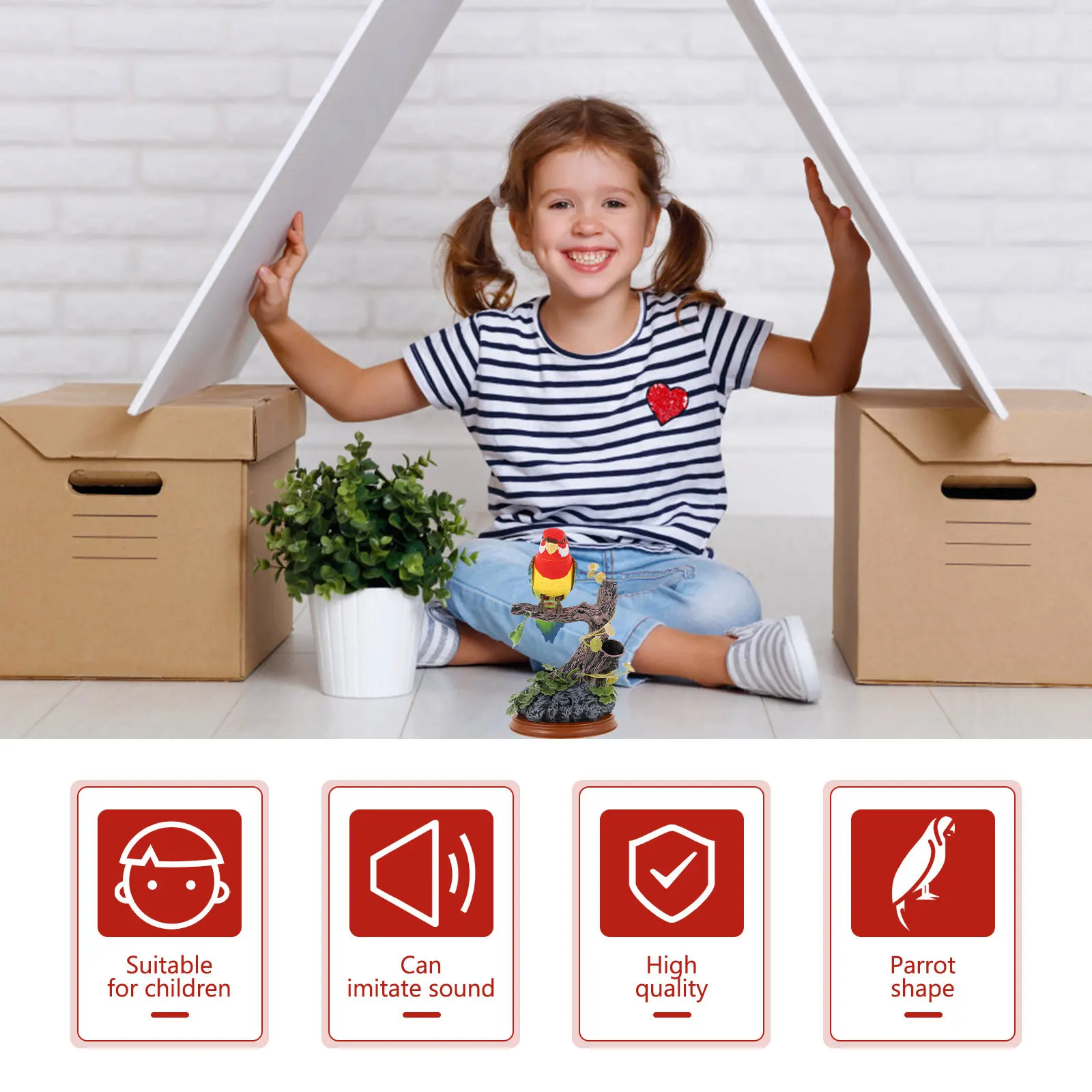 Zestaw Nagrywający Papuga dla Dzieci Uroczy Elektryczny Ptak Imitujący Mówienie Edukacyjna Zabawka do Nauki Zabawny Powtarzający Głos Prezent