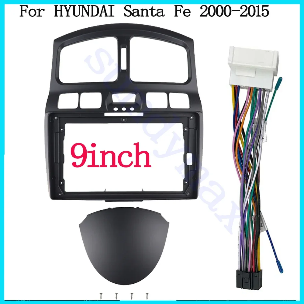 9inch 2din Android Radio Dask Fitting Panel Kit For HYUNDAI Santa Fe 2000-2015 double din car radio panel frame