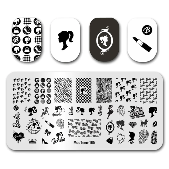 Nail Stamp MouTeen165 Fashion Girl Makeup Designs Nail Plates Stamp King Manicure Set For Nail Art Stamping