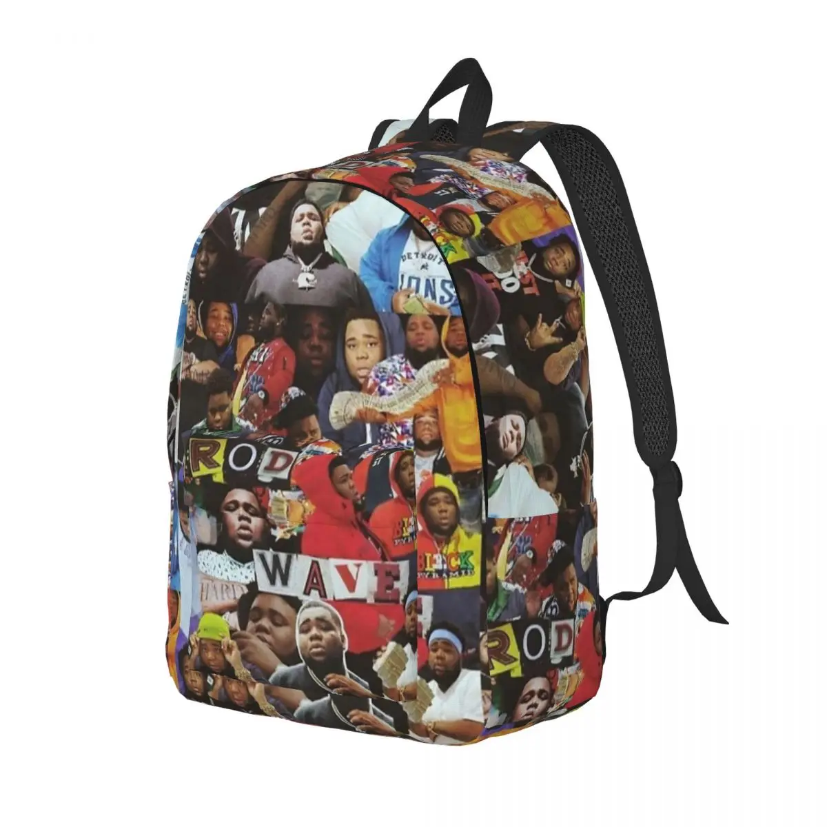 Mochila Rod Wave Collage para Homens e Mulheres, Mochila Casual Estudante de Negócios, Sacos de Lona Universitária, Presente