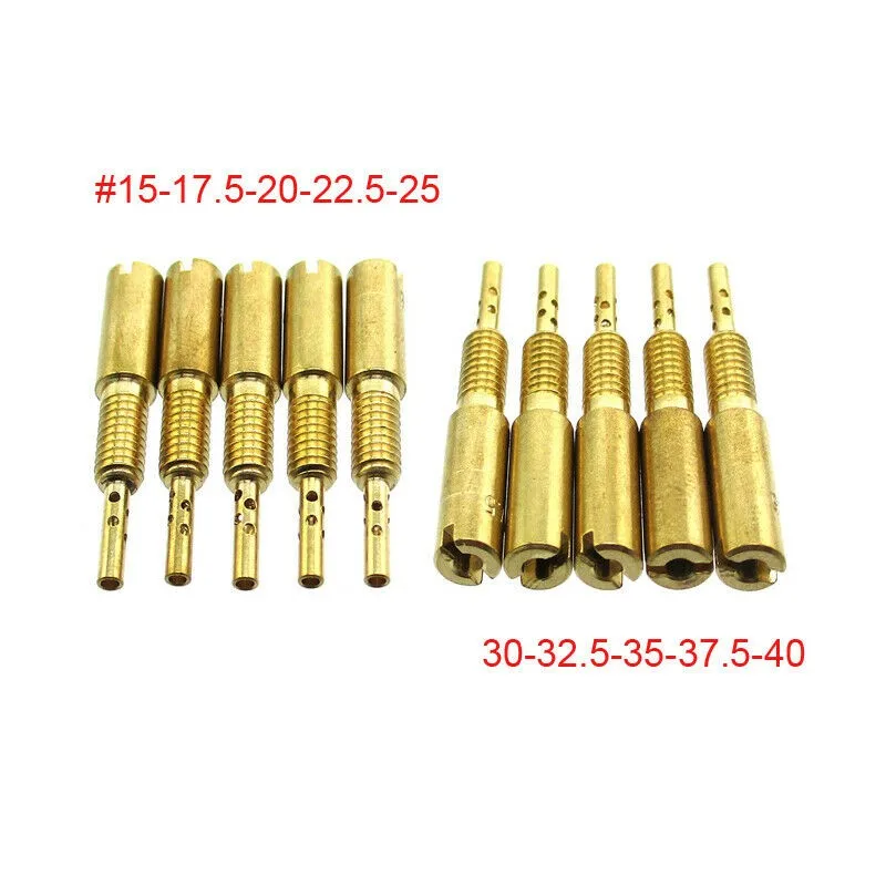 

1 Set Flat Slide Rack Carburetor Pilot Jet #15-17.5-20-22.5-25-30-32.5-35-37.5-40 For Mikuni TM33-8012 Motorbike Carburetor Part