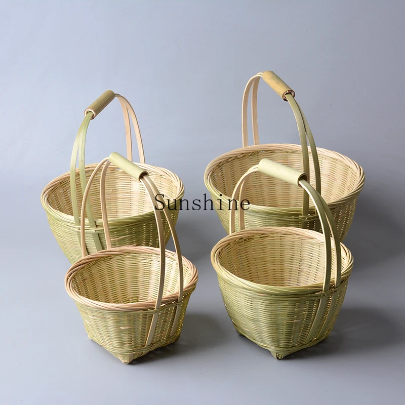 Bamboo picking basket Qingmeng hand-woven snack snack strawberry basket