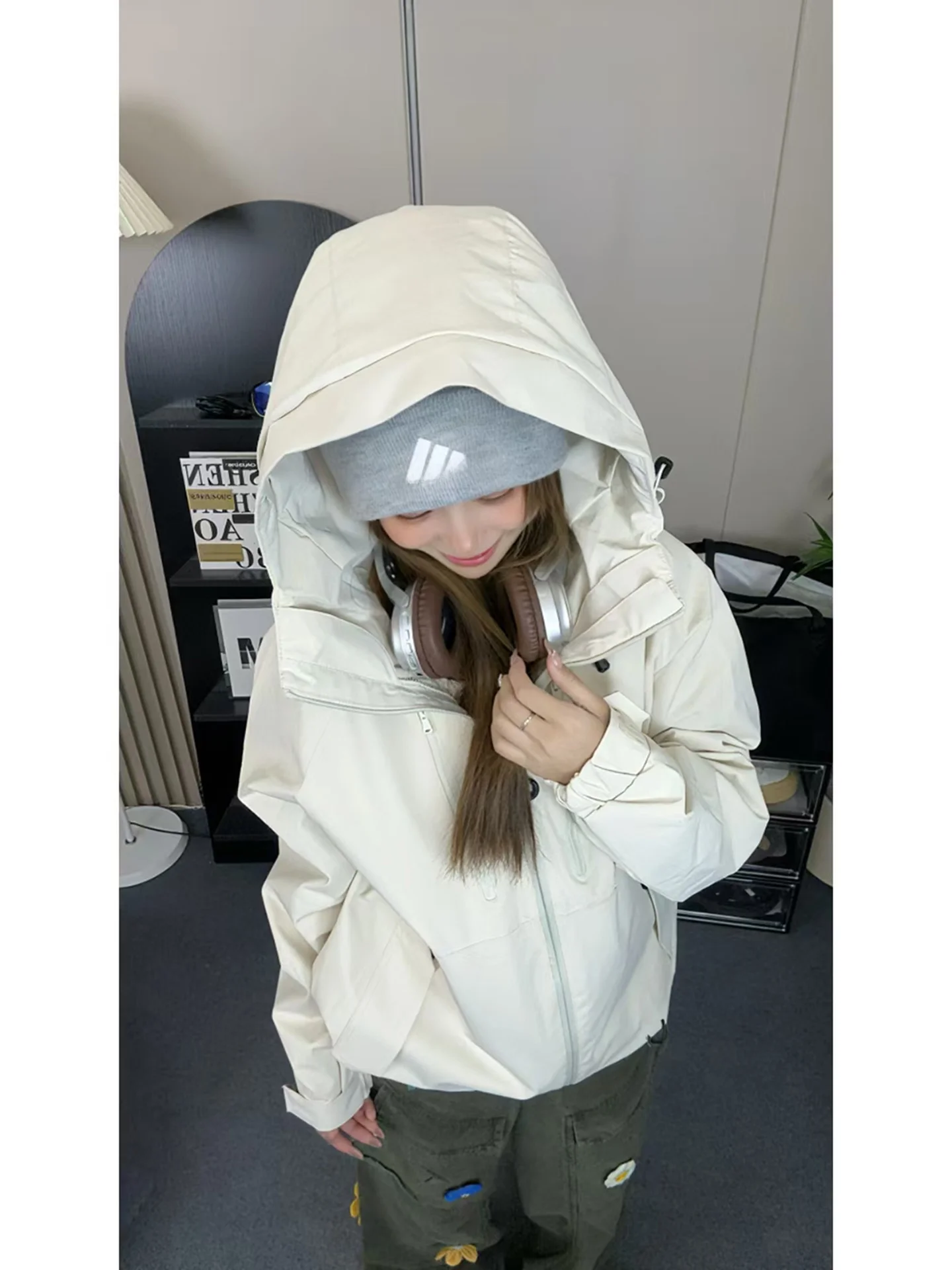 Unisex Hooded Workwear Jacket Windproof Outdoor Hiking Climbing Clothing Red Soft  Three-Proof Autumnal Men's Women's