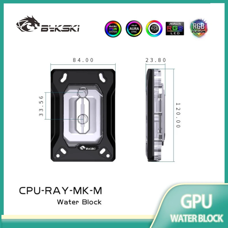 

BYKSKI CPU Block for AM3 / AM4 / Ryzen 3/5/7 3600 /3000 ThreadPipper Water Cooler A-RGB Light Radiator CPU-RAY-MK-M