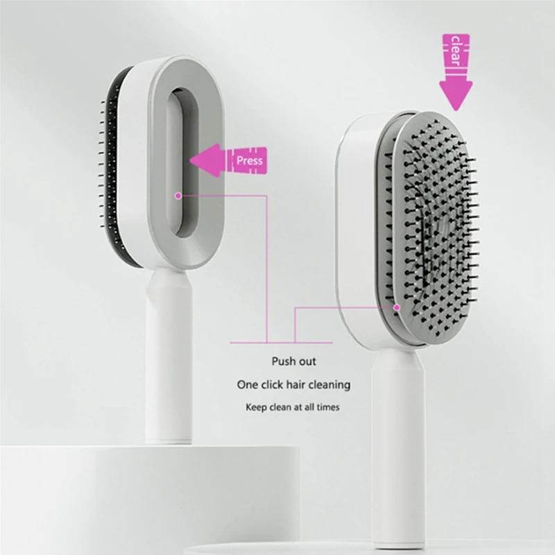 Comb Hair Brush For Women One-Key Cleaning Hair Loss  Massage Scalp Comb Anti-Static Hair Styling Tools