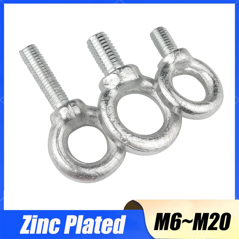 1/2/3 Pcs M6 M8 M10 M12 M14 M16 M18 M20 Zinc Plating Lifting Eye Nuts/ Screw Ring Eyebolt Ring Hooking Nut Eyelet Screws