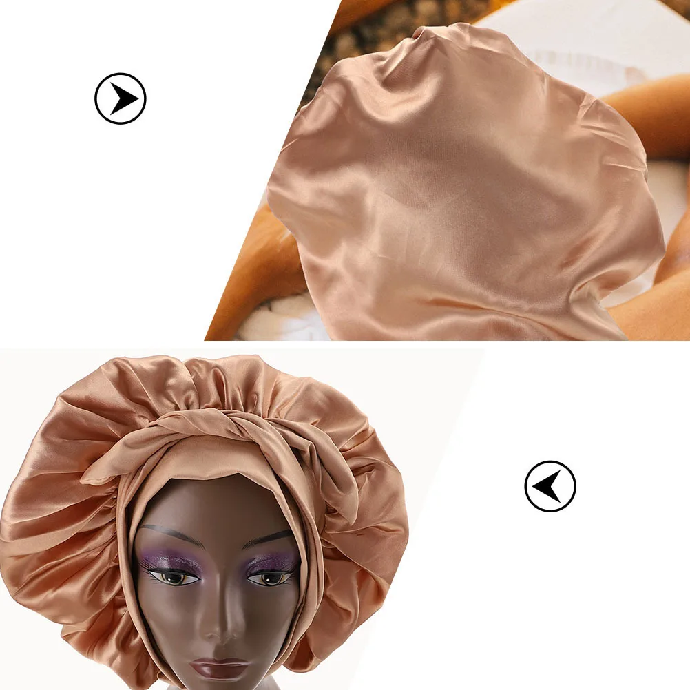 قبعة نوم مريحة متعددة الأغراض من الساتان المرن لحماية الشعر للنساء، قبعات نوم مريحة #4