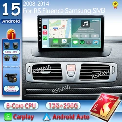 Android 15 Car Radio Multimedia Play For RS Fluence Samsung SM3 2008 2010 2014 Android Auto Wireless Carplay 4G