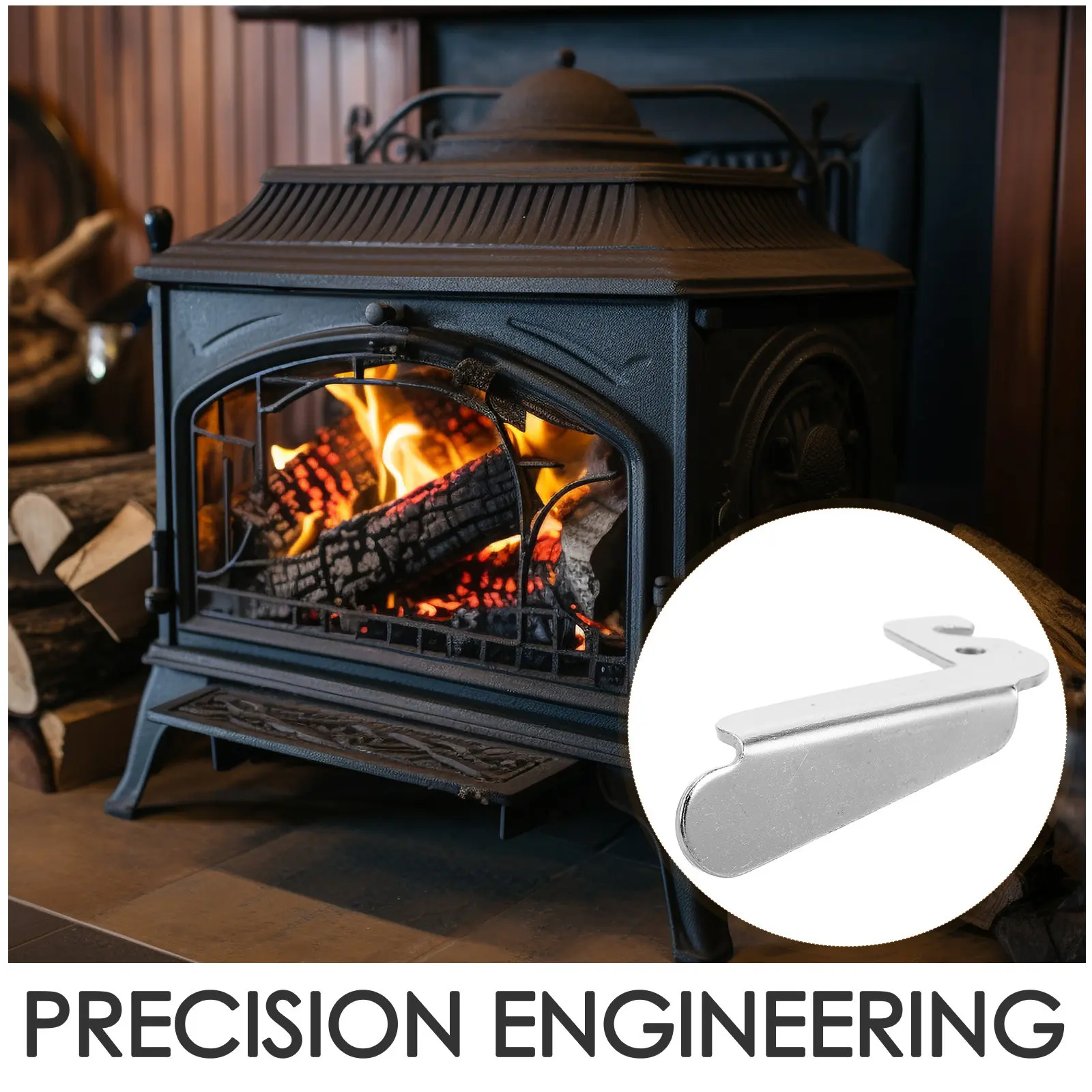 Heavy Duty Iron Fireplace Door Handle – Heat Resistant Stove Pull for Wood Coal Furnace Replacement