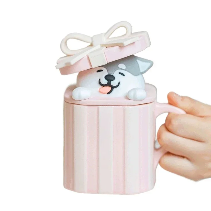 Hot Sale Cute Puppy Cup Lid Ceramic Coffee Cup Mug Water Cups Drinking Milk Juice Home Office Gift for Girls Mugs  Coffee Mug