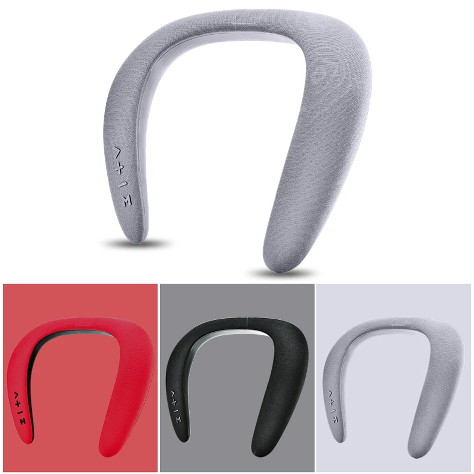 Wireless Bluetooth Speaker Portable Neck-Mounted Speaker Stereo FM Radio Support SD Card Slot with Microphone for Gaming