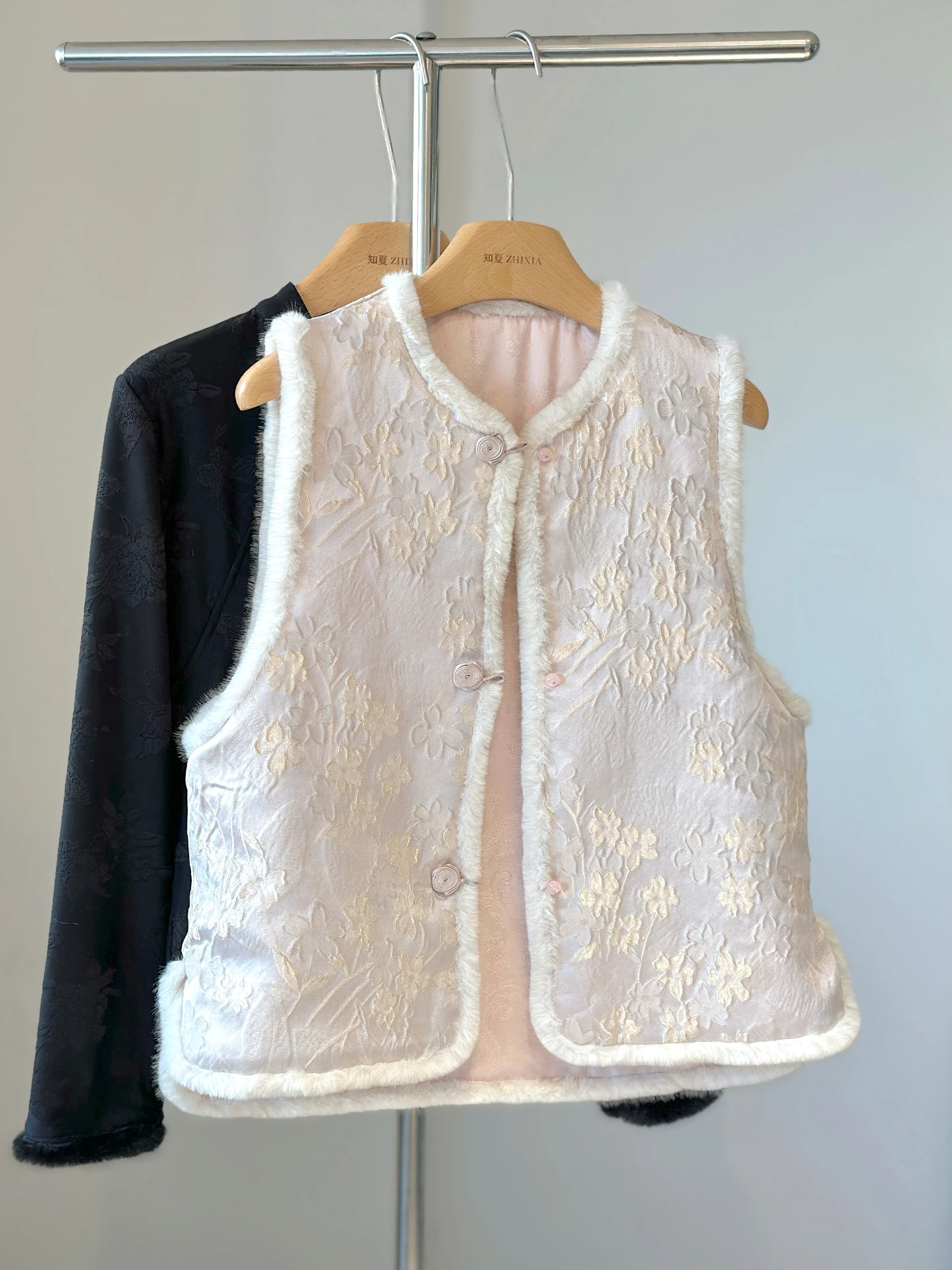 Double-Sided Wear New Chinese Style Furry Vest Young National All-Match Autumn and Winter Quilted Thickened Outer