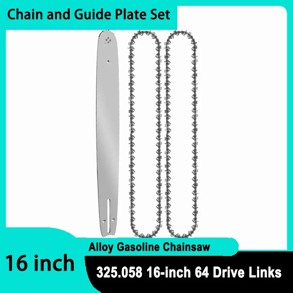 

16" Gasoline Saw 64 Drive Links 0.325" Pitch 0.058" Guide High-quality Alloy Rounded Cutters 16 inch Petrol Chain Saw Blade