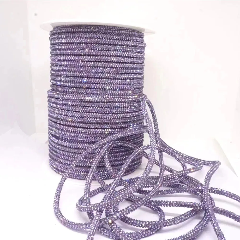 10yards Bling Crystal Rhinestone Rope 4mm Round Tube Cord for Shoelace DIY Projects Drawstring Craft Soft Trim Aglets Decoration